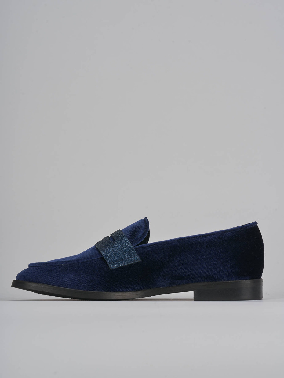 Loafers heel 2 cm blu velvet