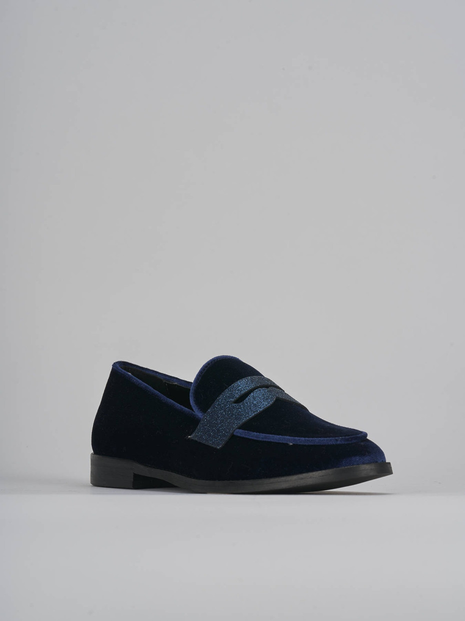 Loafers heel 2 cm blu velvet