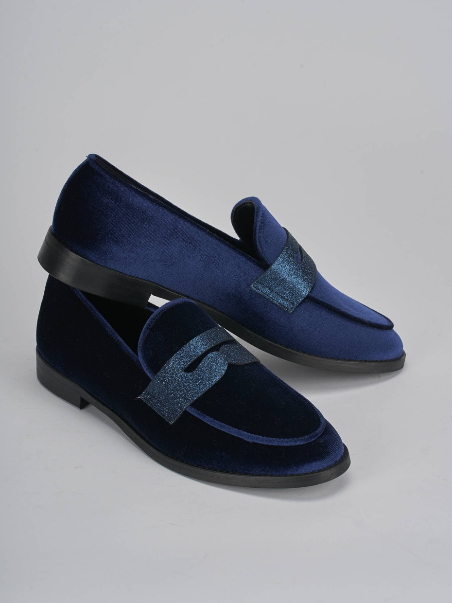 Loafers heel 2 cm blu velvet