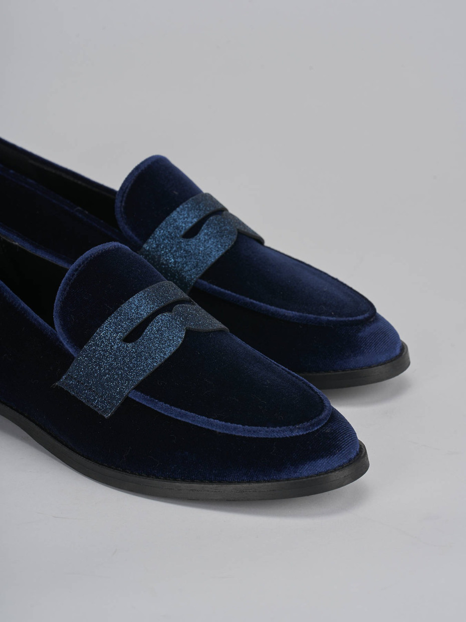 Loafers heel 2 cm blu velvet