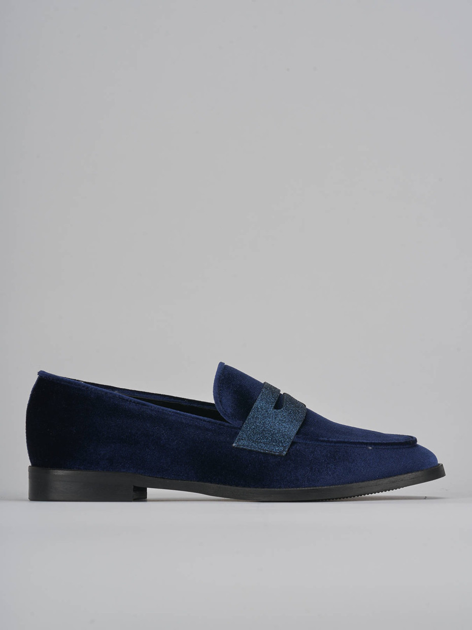 Loafers heel 2 cm blu velvet