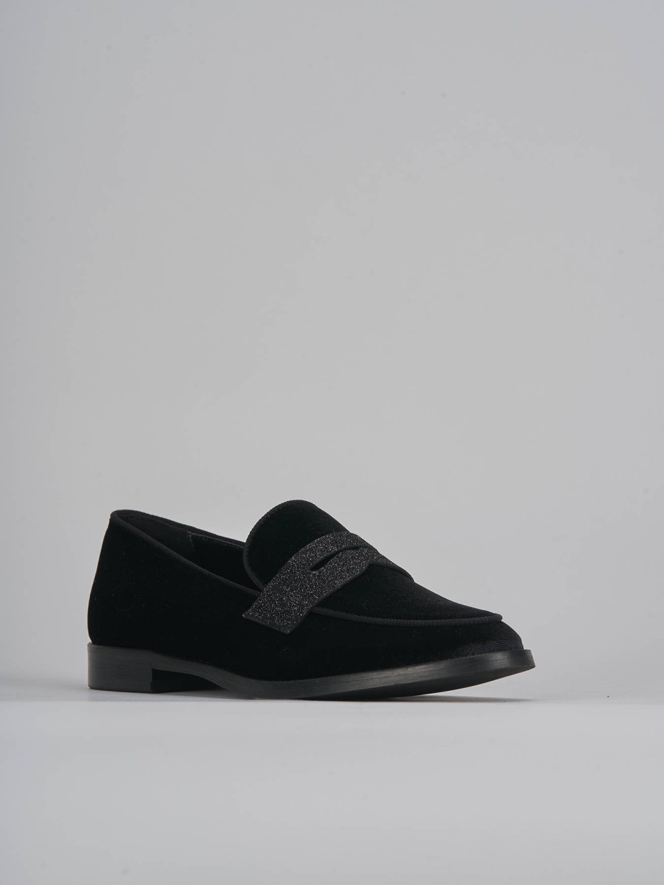 Loafers heel 2 cm black velvet