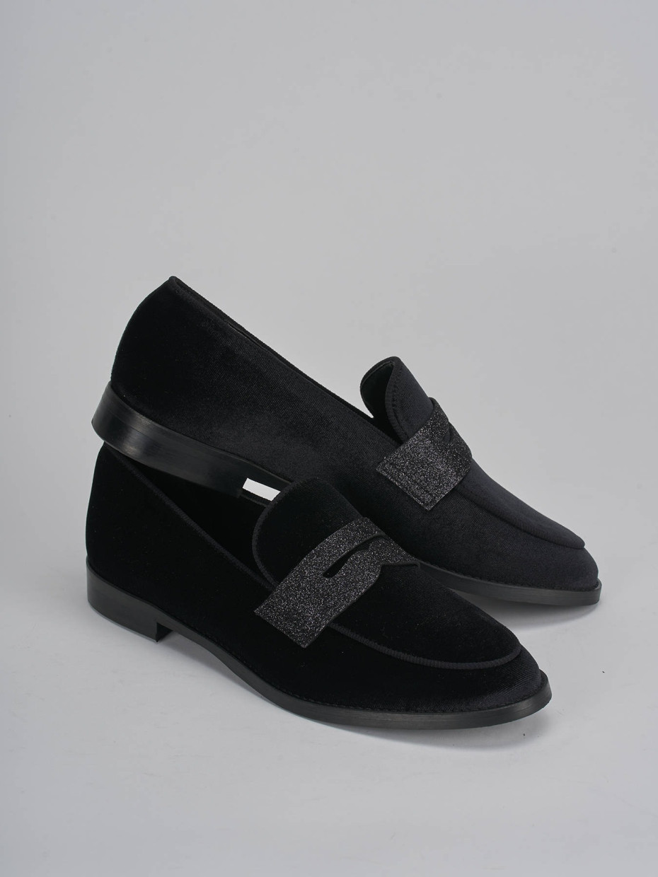 Loafers heel 2 cm black velvet