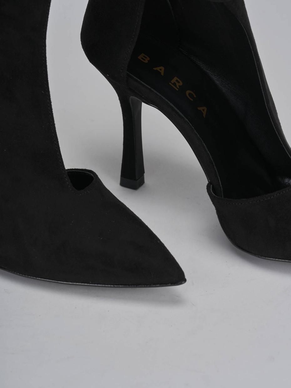 High heel ankle boots heel 9 cm black suede