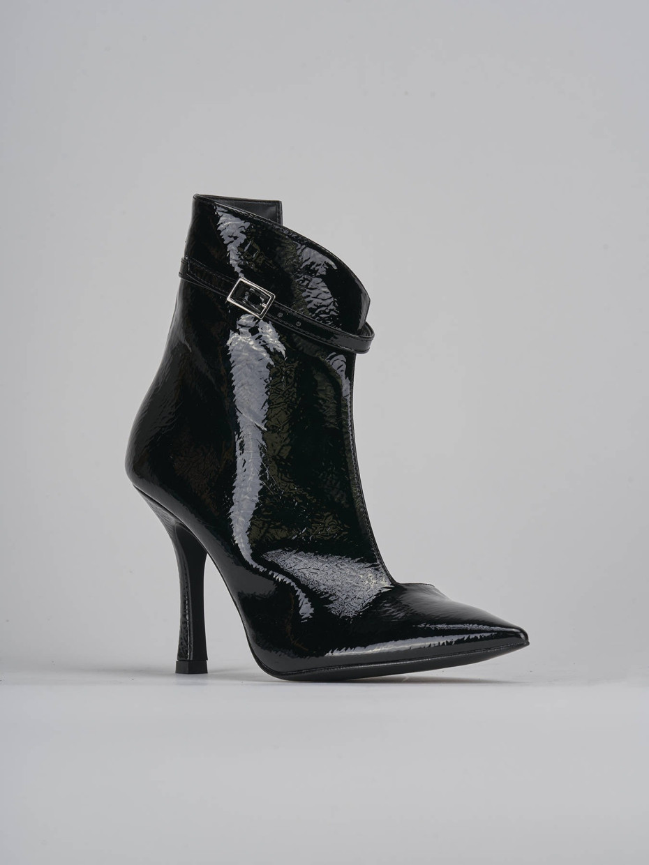 High heel ankle boots heel 9 cm black patent