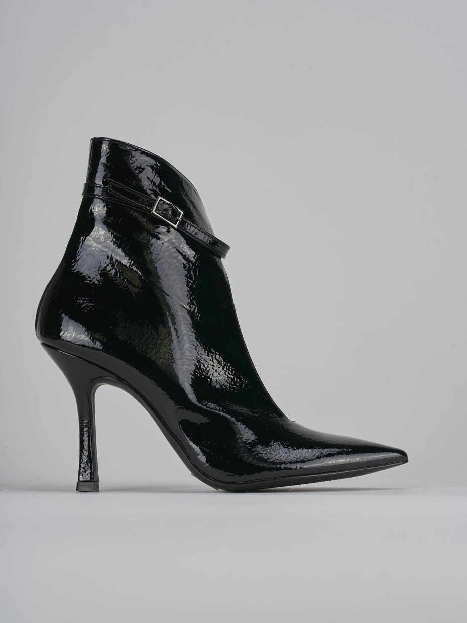 High heel ankle boots heel 9 cm black patent