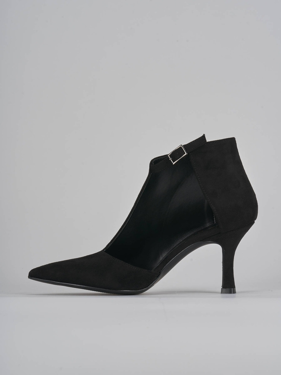 High heel ankle boots heel 7 cm black suede