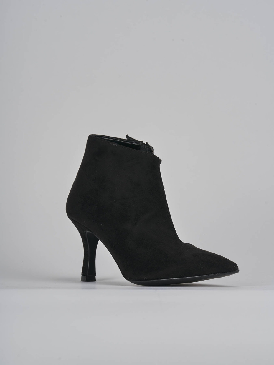 High heel ankle boots heel 7 cm black suede