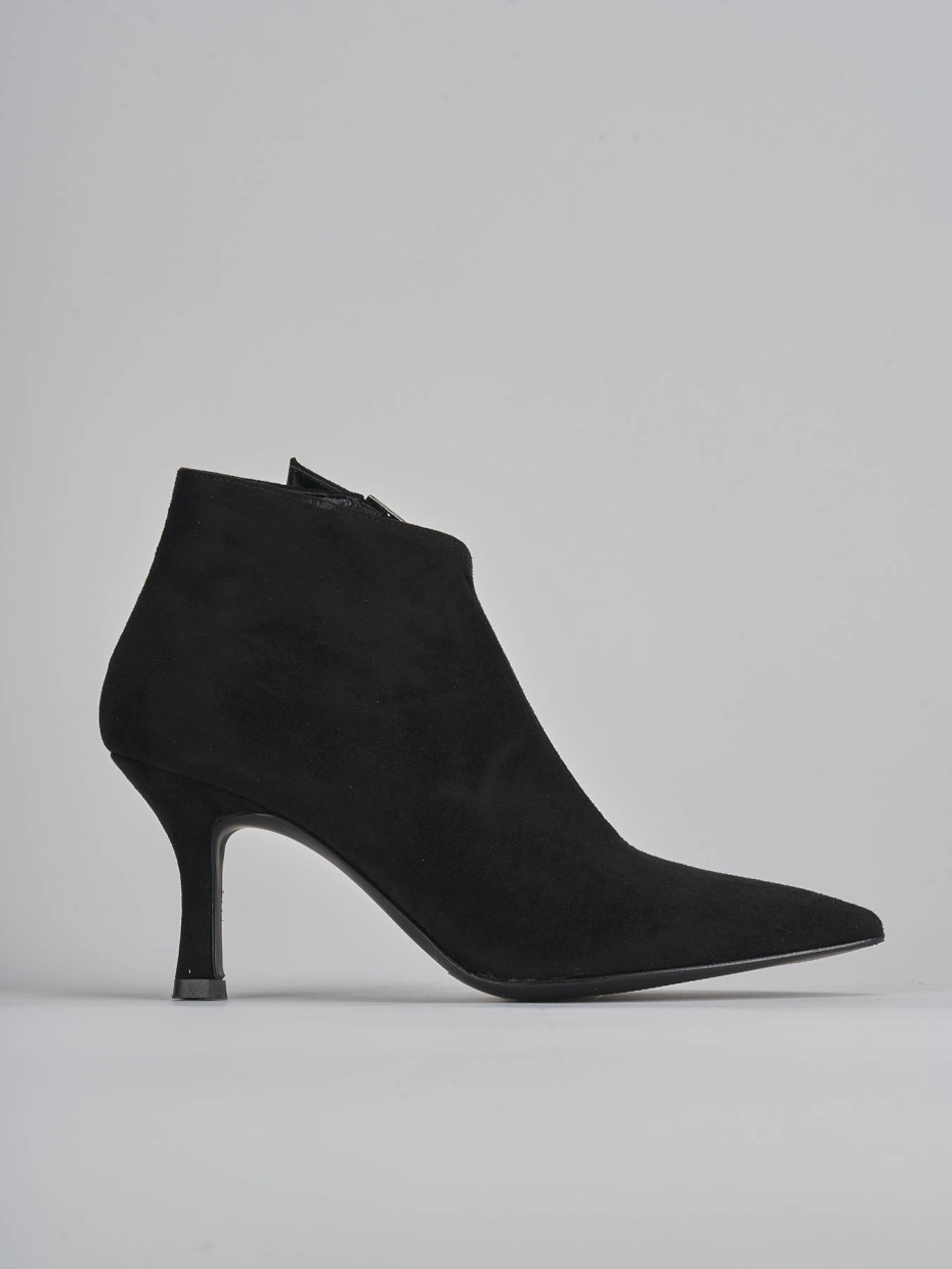 High heel ankle boots heel 7 cm black suede