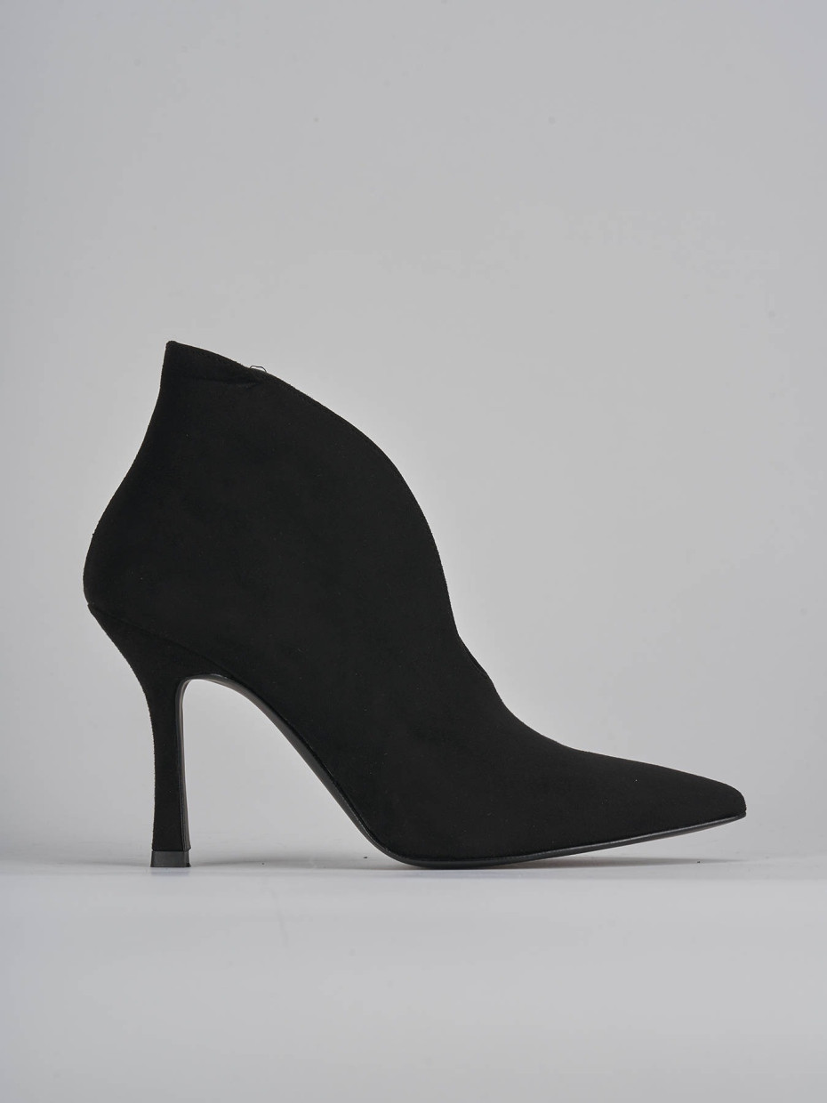 High heel ankle boots heel 7 cm black suede