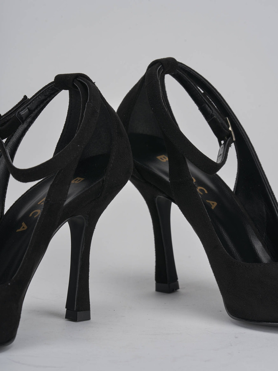 Décolleté e slingback tacco 9cm camoscio nero
