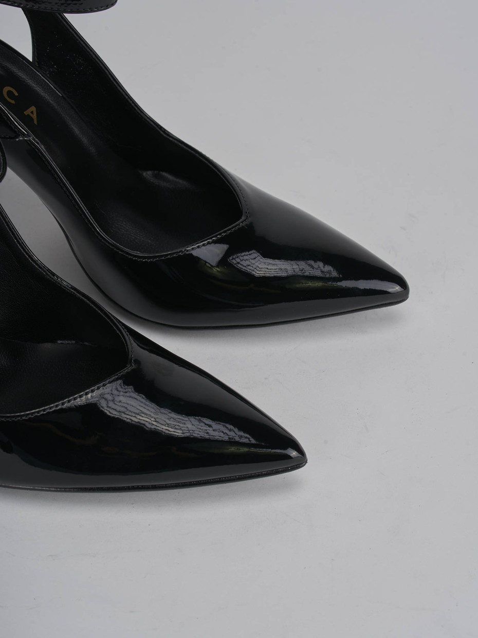 Décolleté e slingback tacco 9cm vernice nero