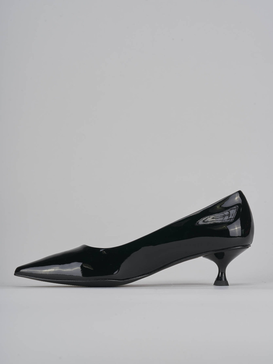 Pumps woman heel 4 cm black patent Barca Stores