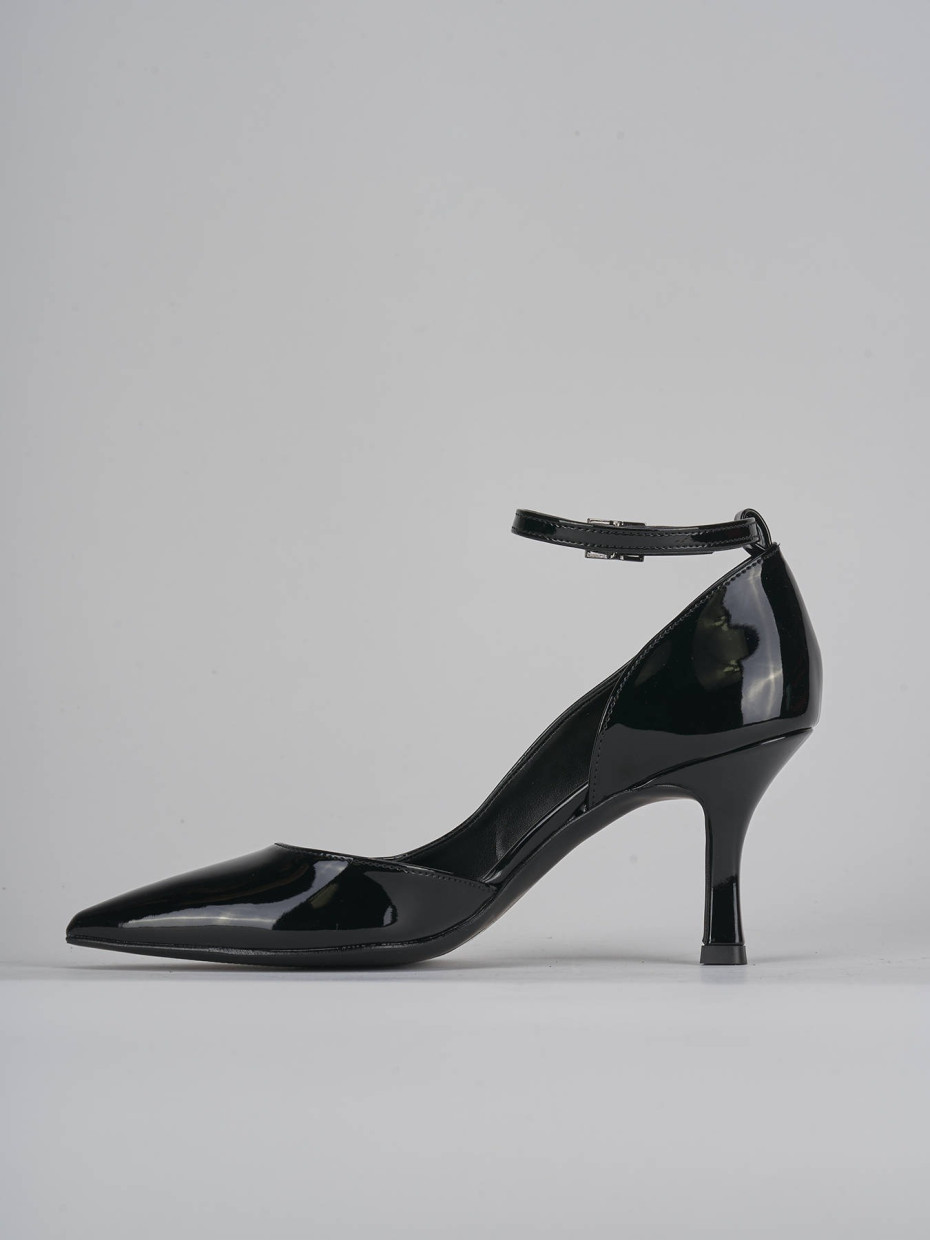 Décolleté e slingback tacco 7cm vernice nero