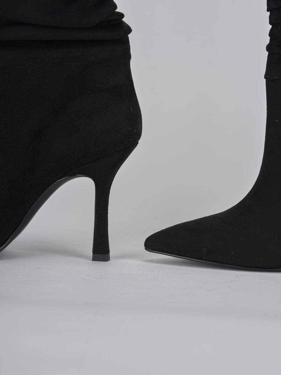 High heel ankle boots heel 9 cm black suede