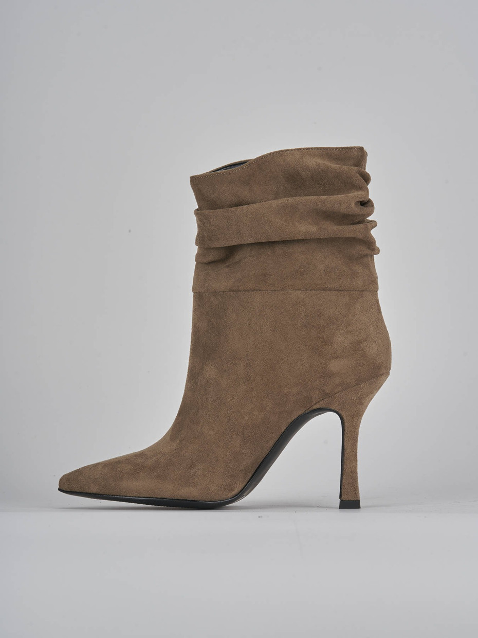 High heel ankle boots heel 9 cm beige suede