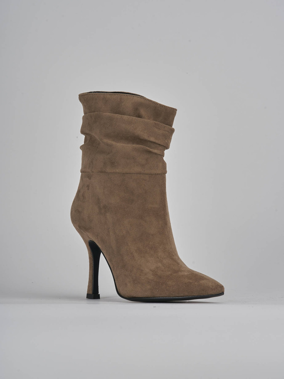 High heel ankle boots heel 9 cm beige suede