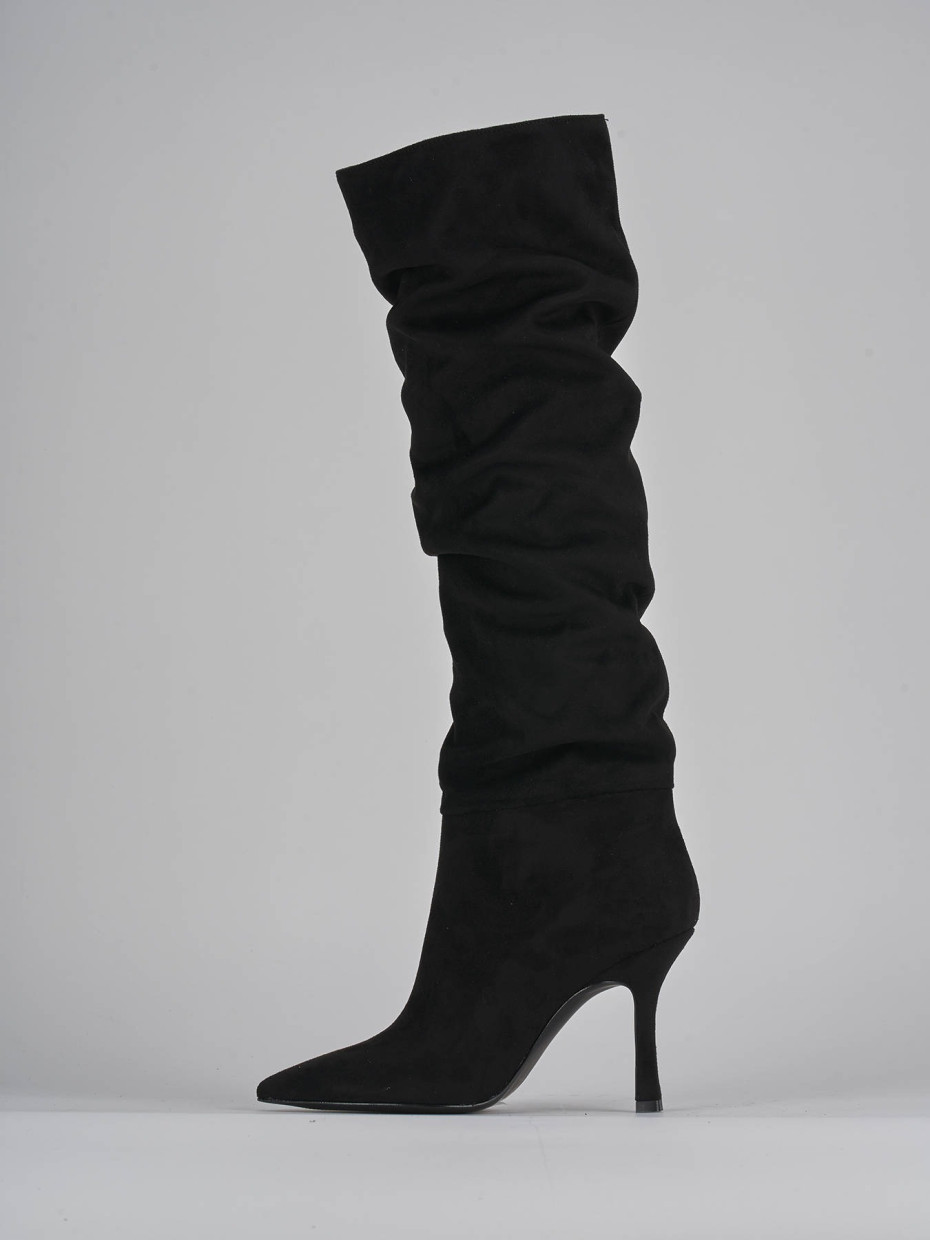 High heel boots heel 9 cm black suede