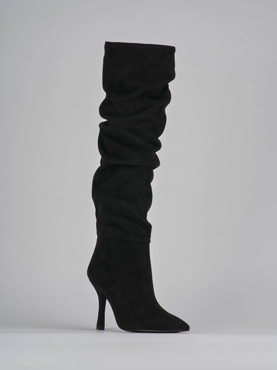 High heel boots heel 9 cm black suede