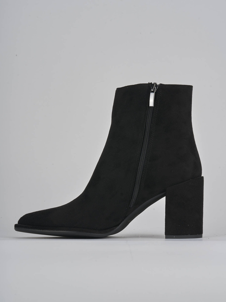 High heel ankle boots heel 8 cm black suede