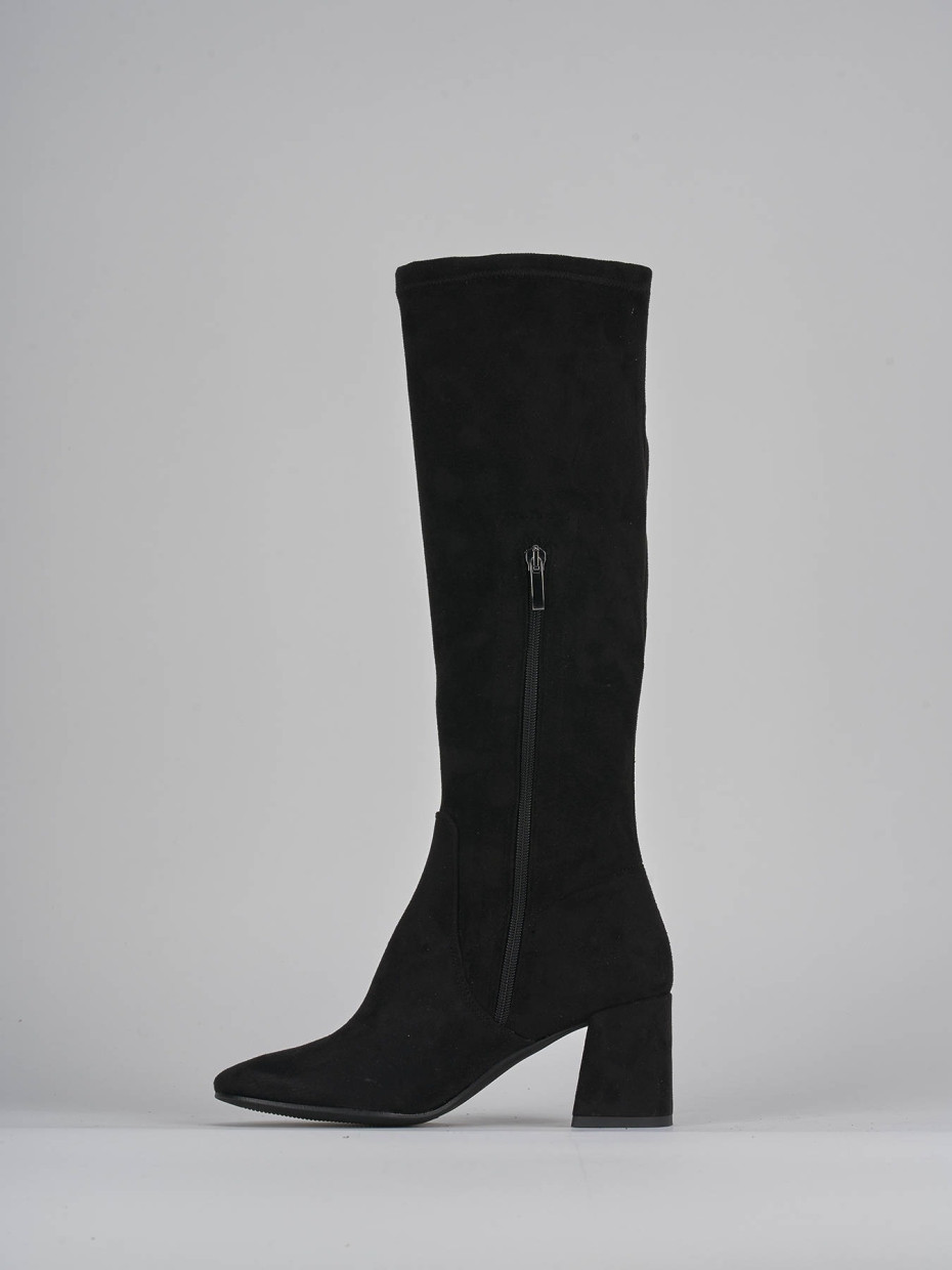 Stivali tacco 7cm camoscio nero