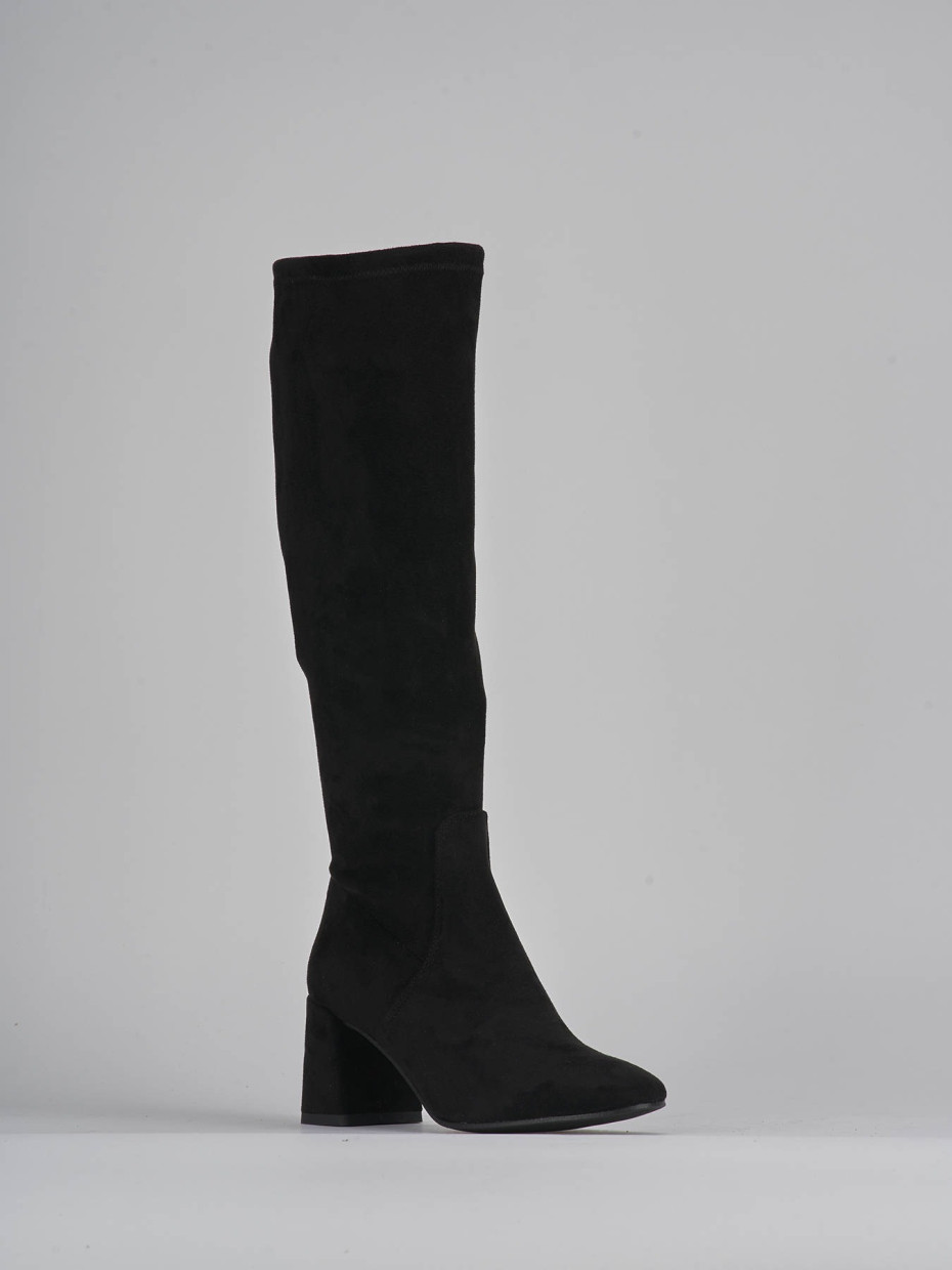 Stivali tacco 7cm camoscio nero