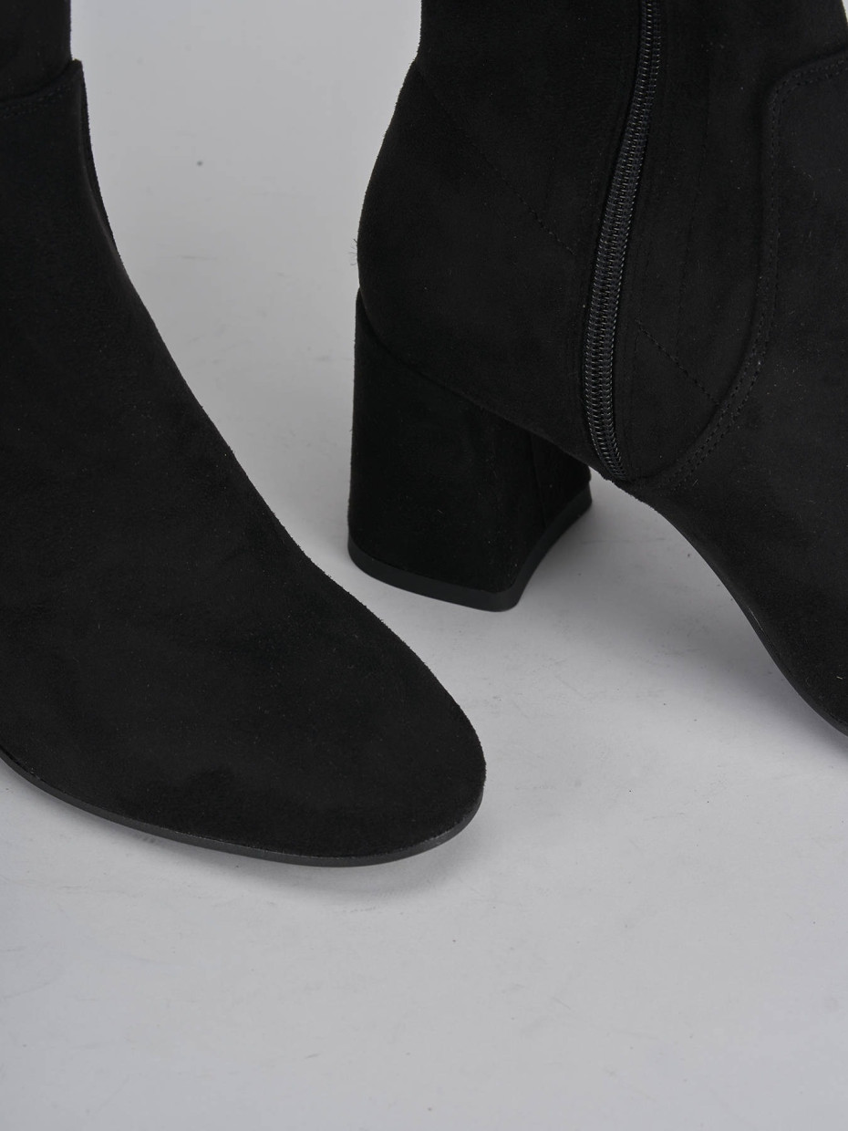 Stivali tacco 7cm camoscio nero