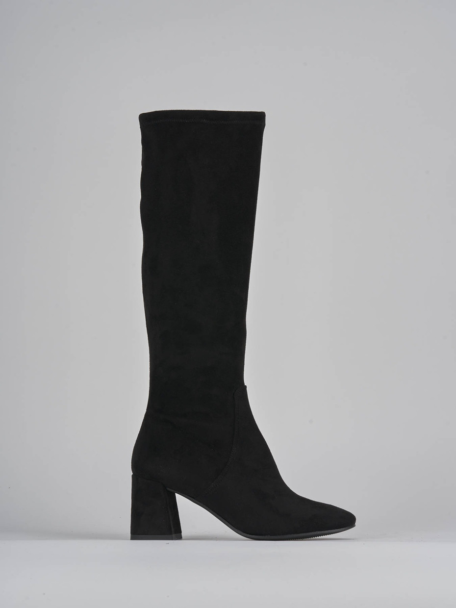 High heel boots heel 7 cm black suede