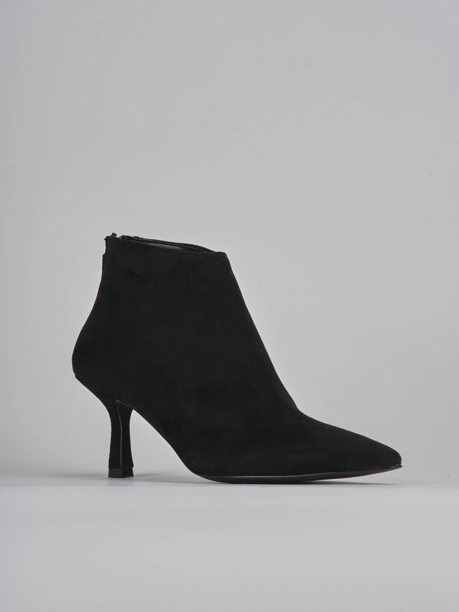 High heel ankle boots heel 7 cm black suede