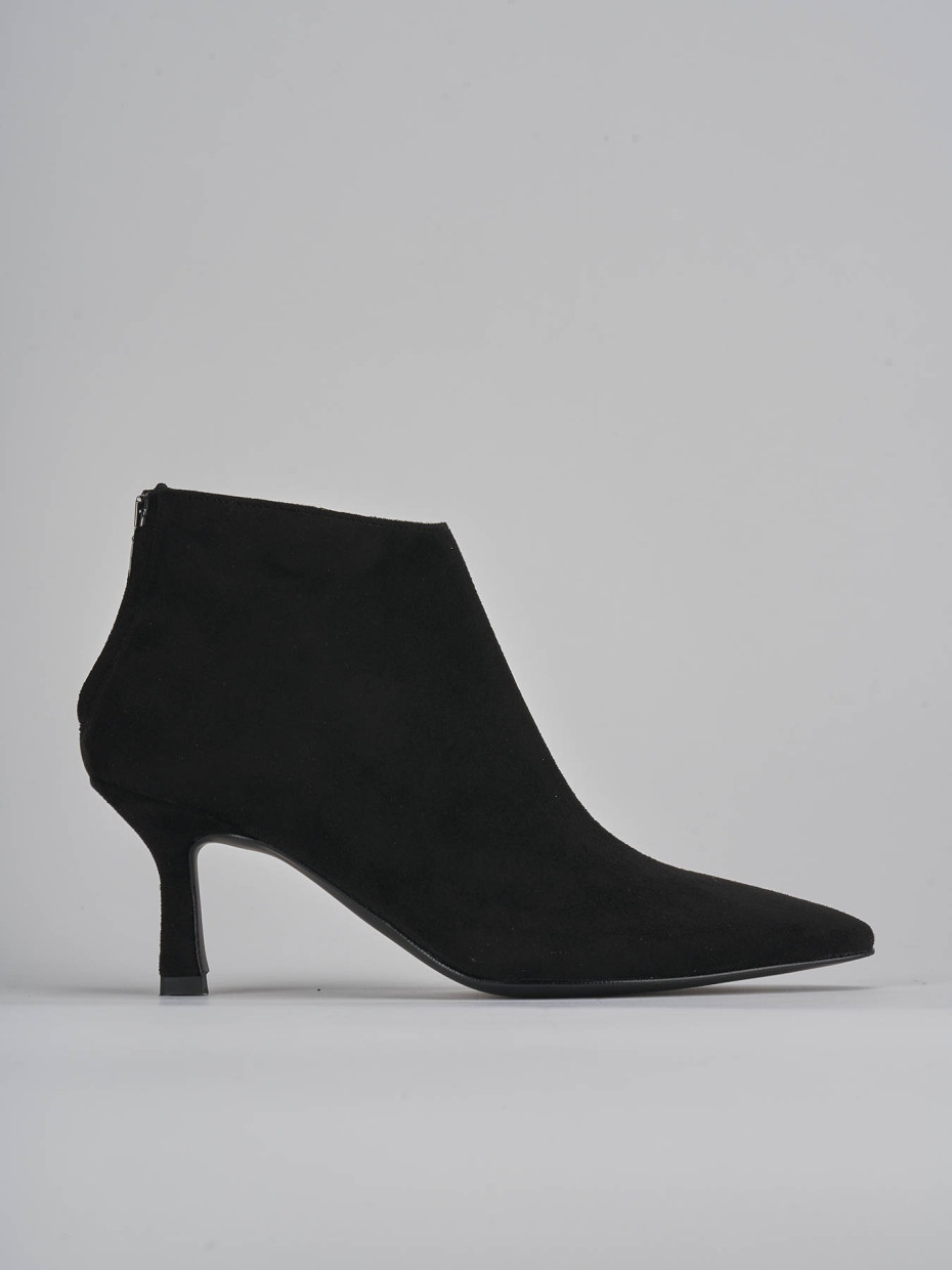 High heel ankle boots heel 7 cm black suede