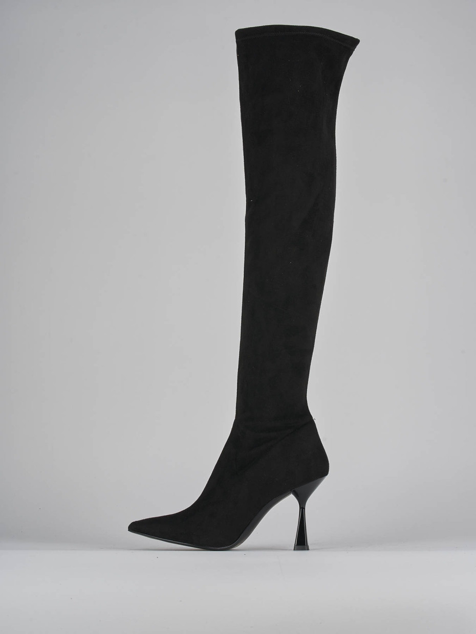 Stivali tacco 9cm camoscio nero