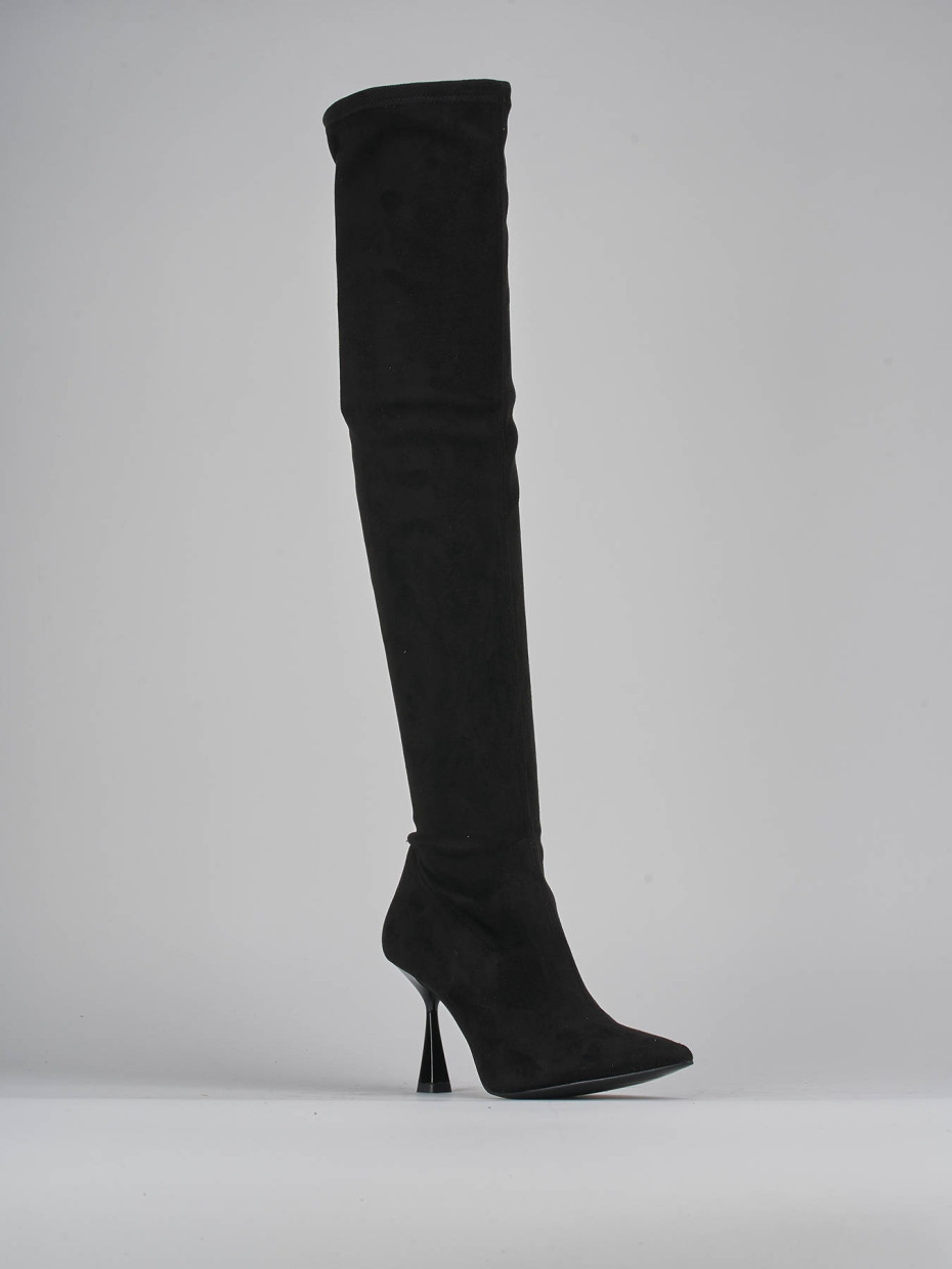 Stivali tacco 9cm camoscio nero