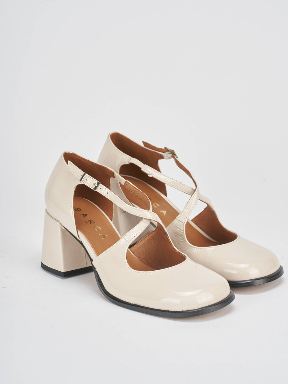 Pumps heel 8 cm white patent