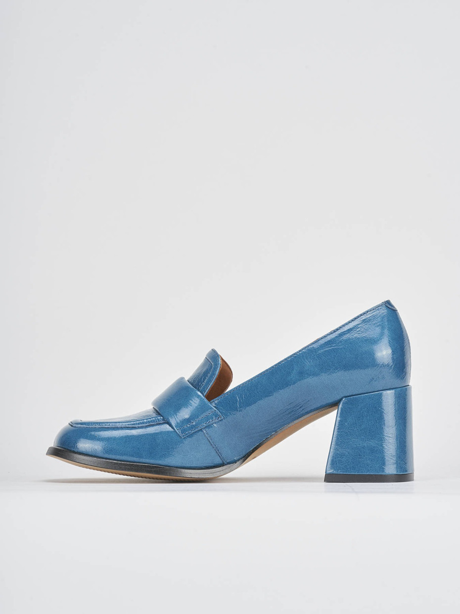 Loafers heel 8 cm blu patent