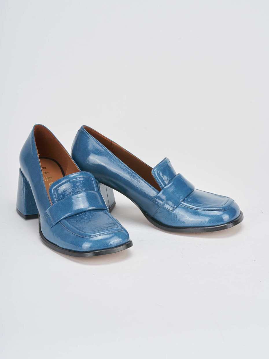 Loafers heel 8 cm blu patent