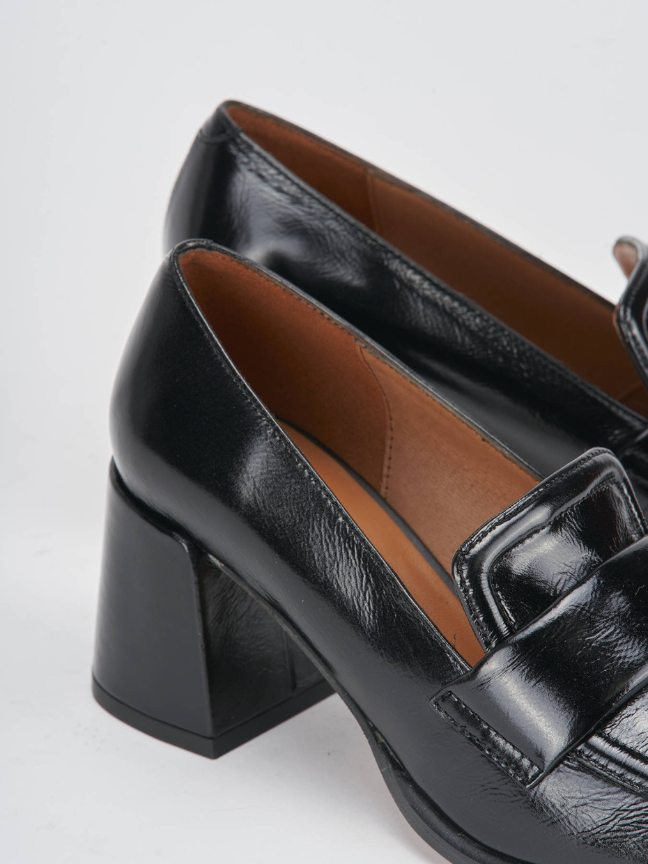 Mocassini tacco 8cm vernice nero