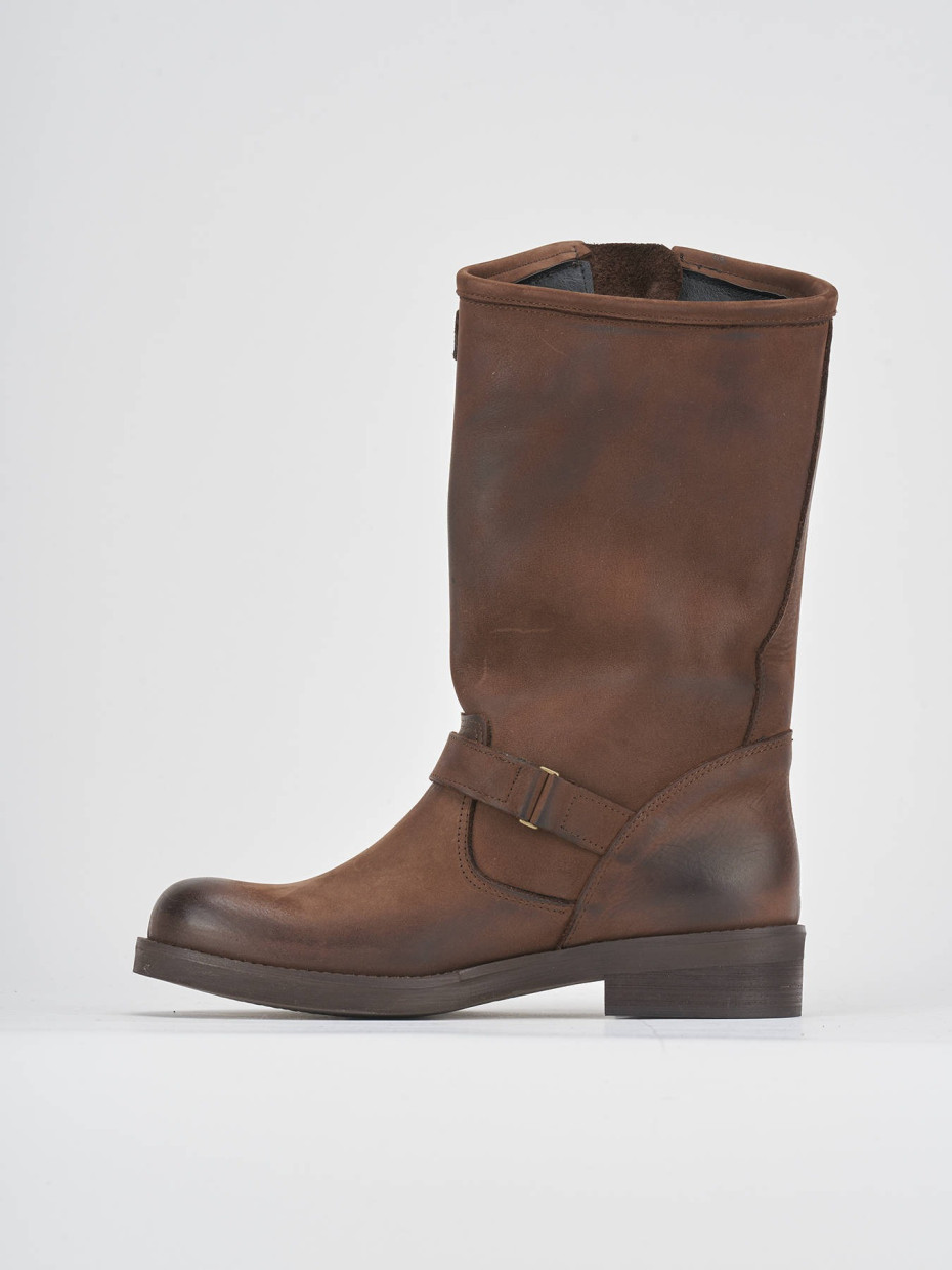 Low heel boots heel 3 cm brown nabuk