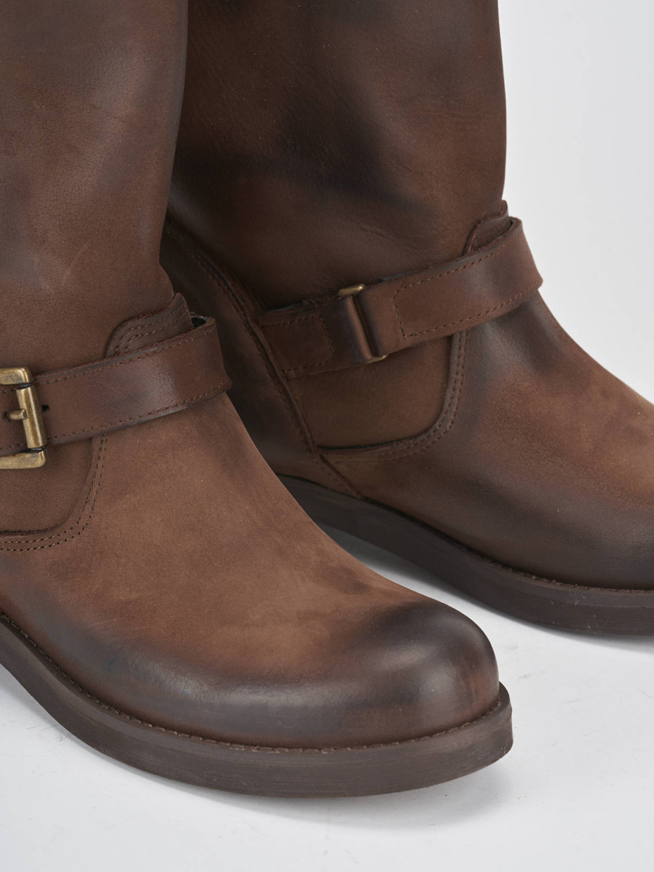 Low heel boots heel 3 cm brown nabuk