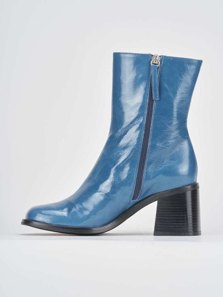 High heel ankle boots heel 8 cm blu patent