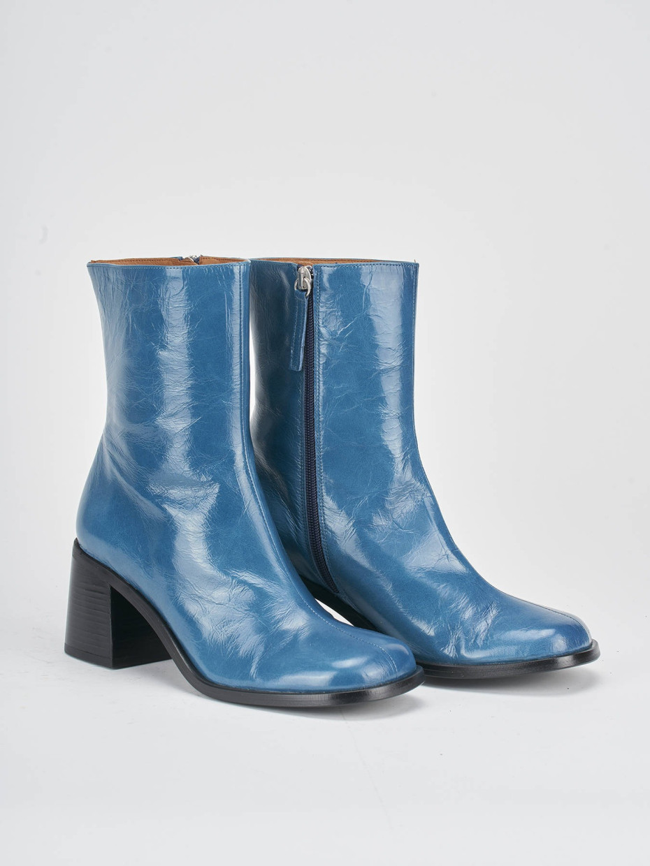 High heel ankle boots heel 8 cm blu patent