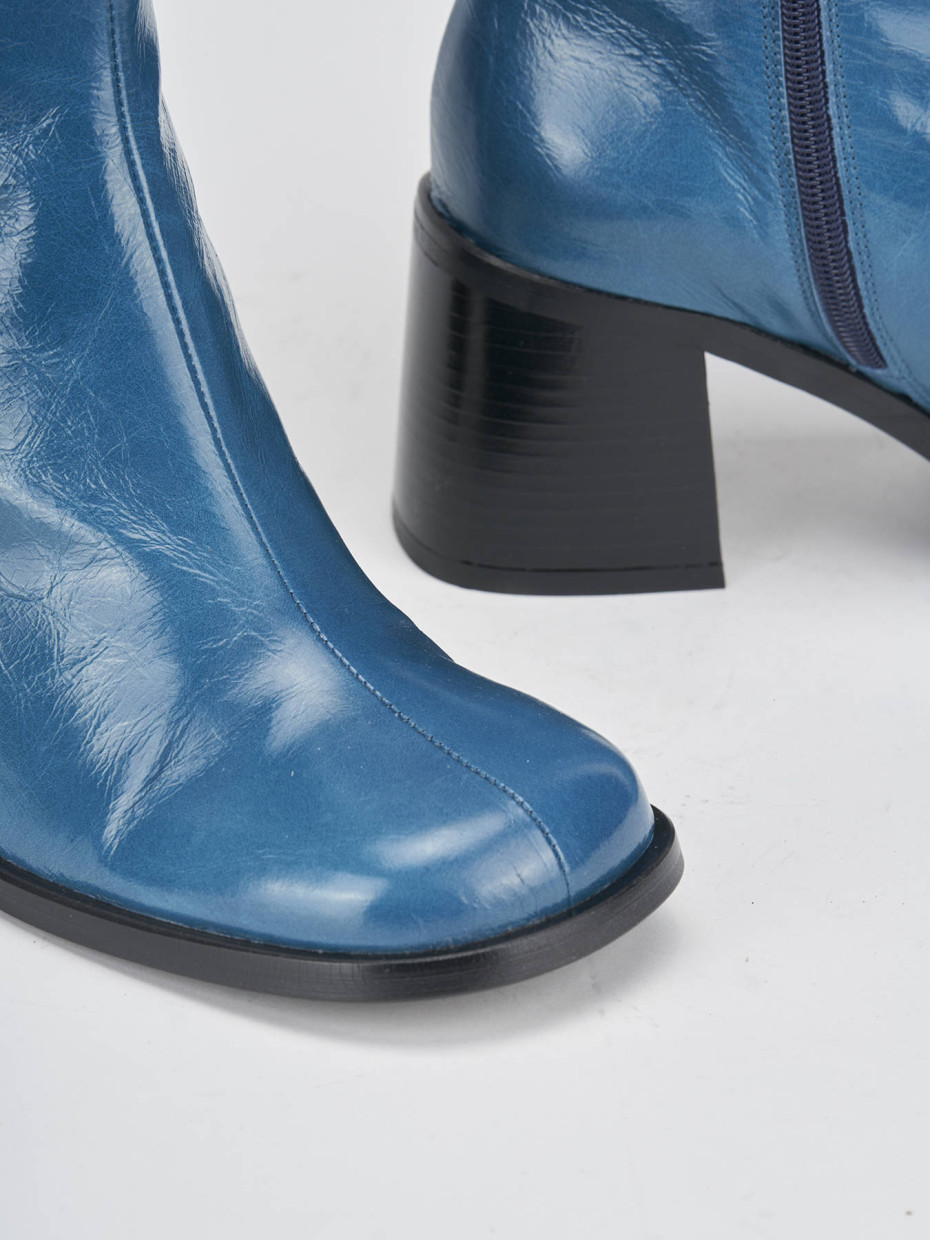 High heel ankle boots heel 8 cm blu patent