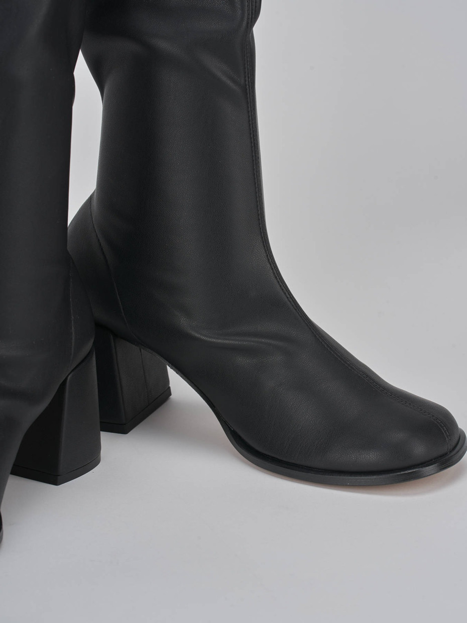 High heel ankle boots heel 7 cm black leather