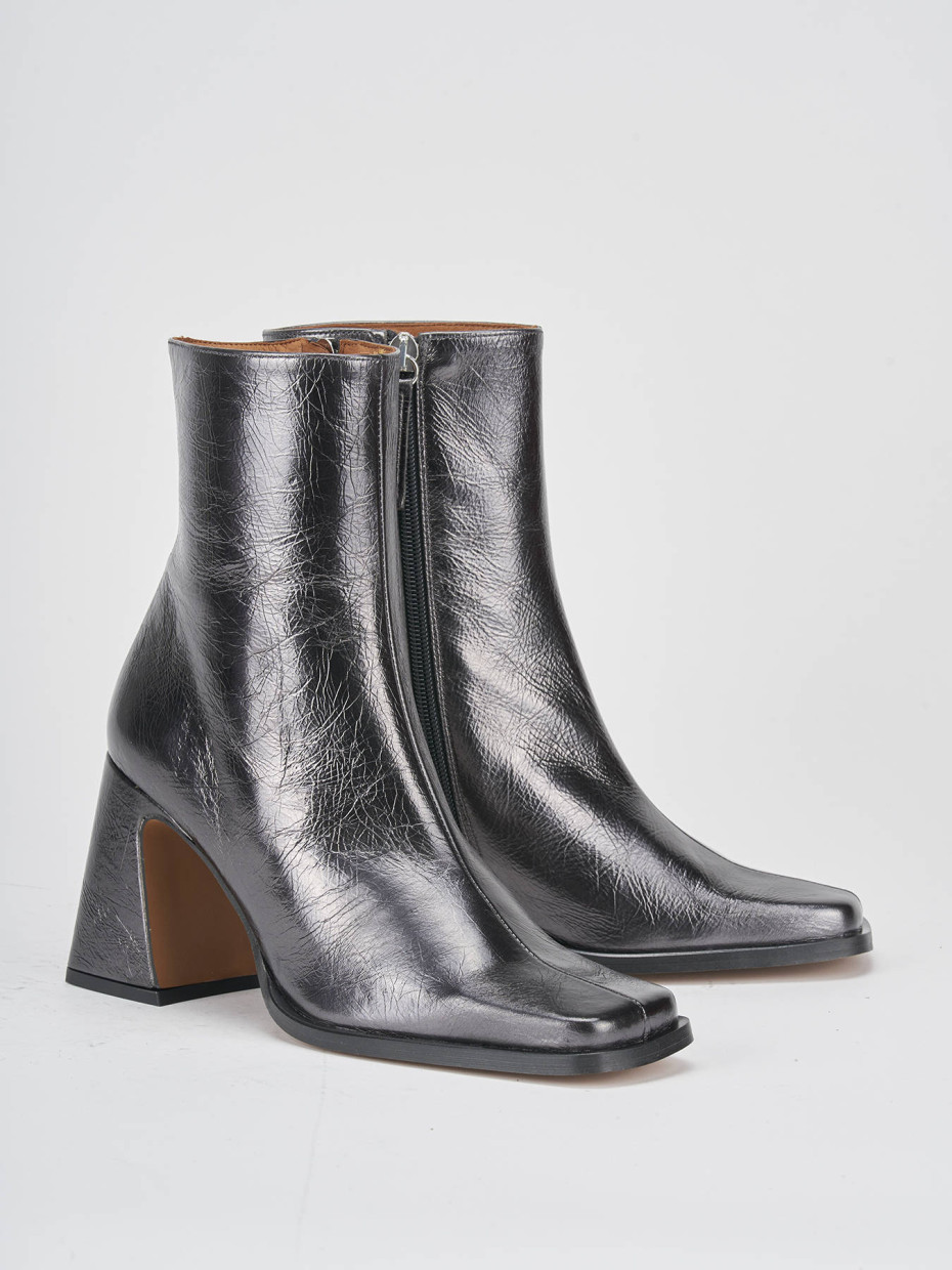 Stivaletti tacco 7cm pelle argento Barca Stores