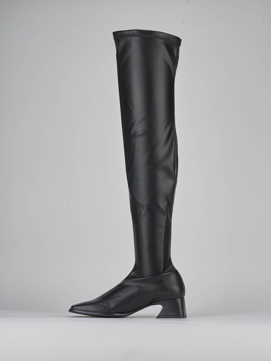 High heel boots heel 5 cm black leather