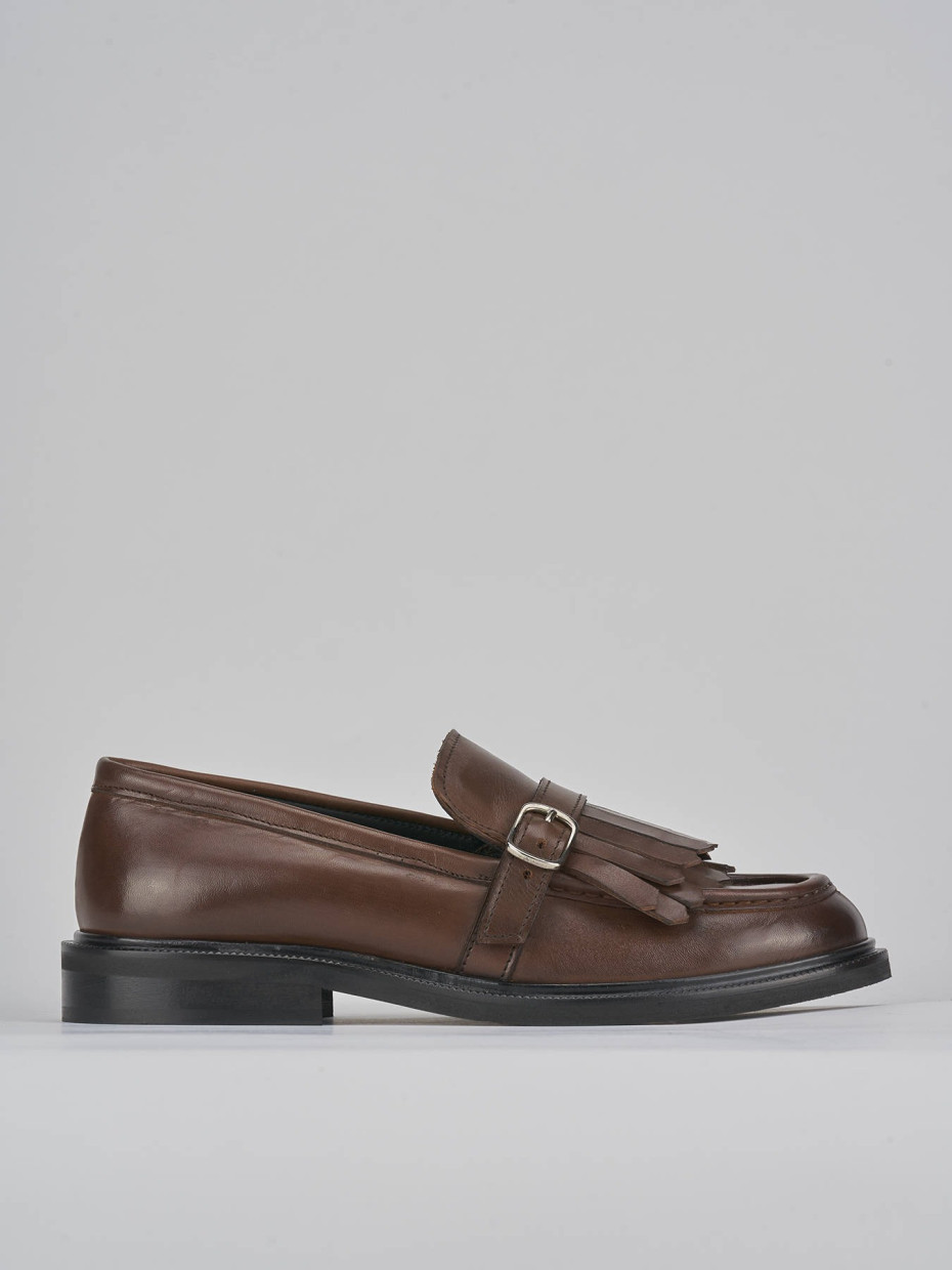 Loafers heel 1 cm brown leather