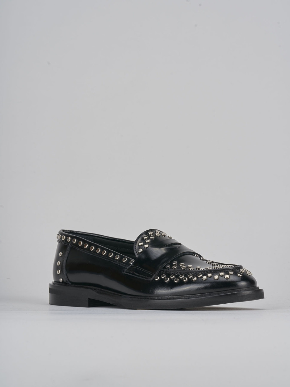 Loafers heel 1 cm black leather