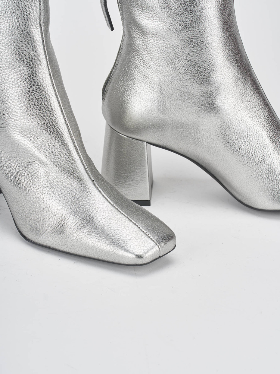Silver block heel ankle boots store