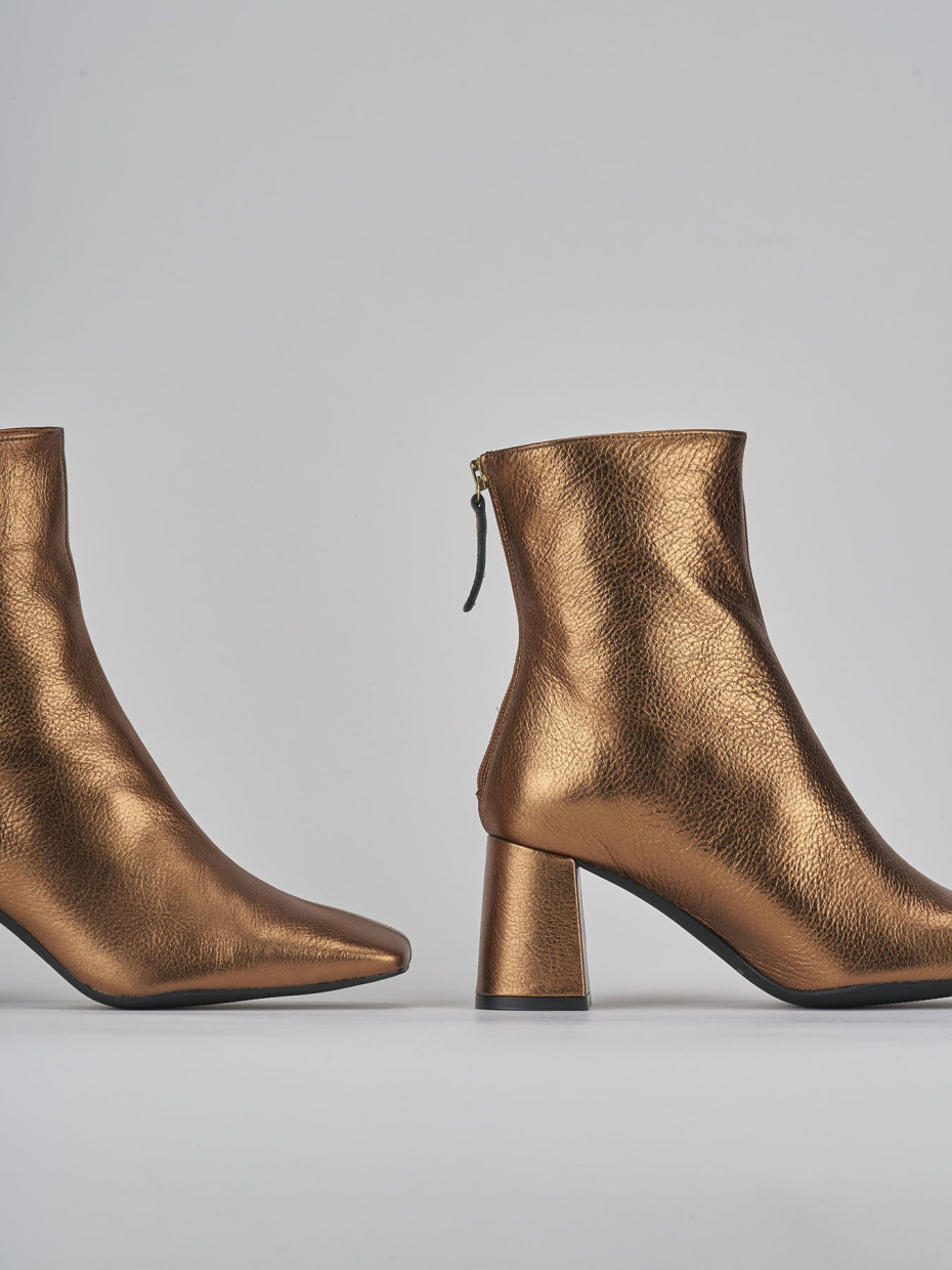 Stivaletti tacco 6cm pelle bronzo Barca Stores