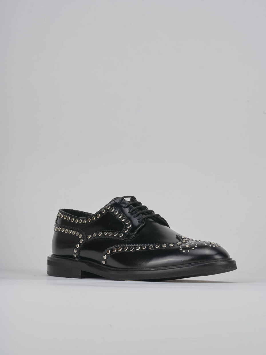 Lace-up shoes heel 1 cm black leather