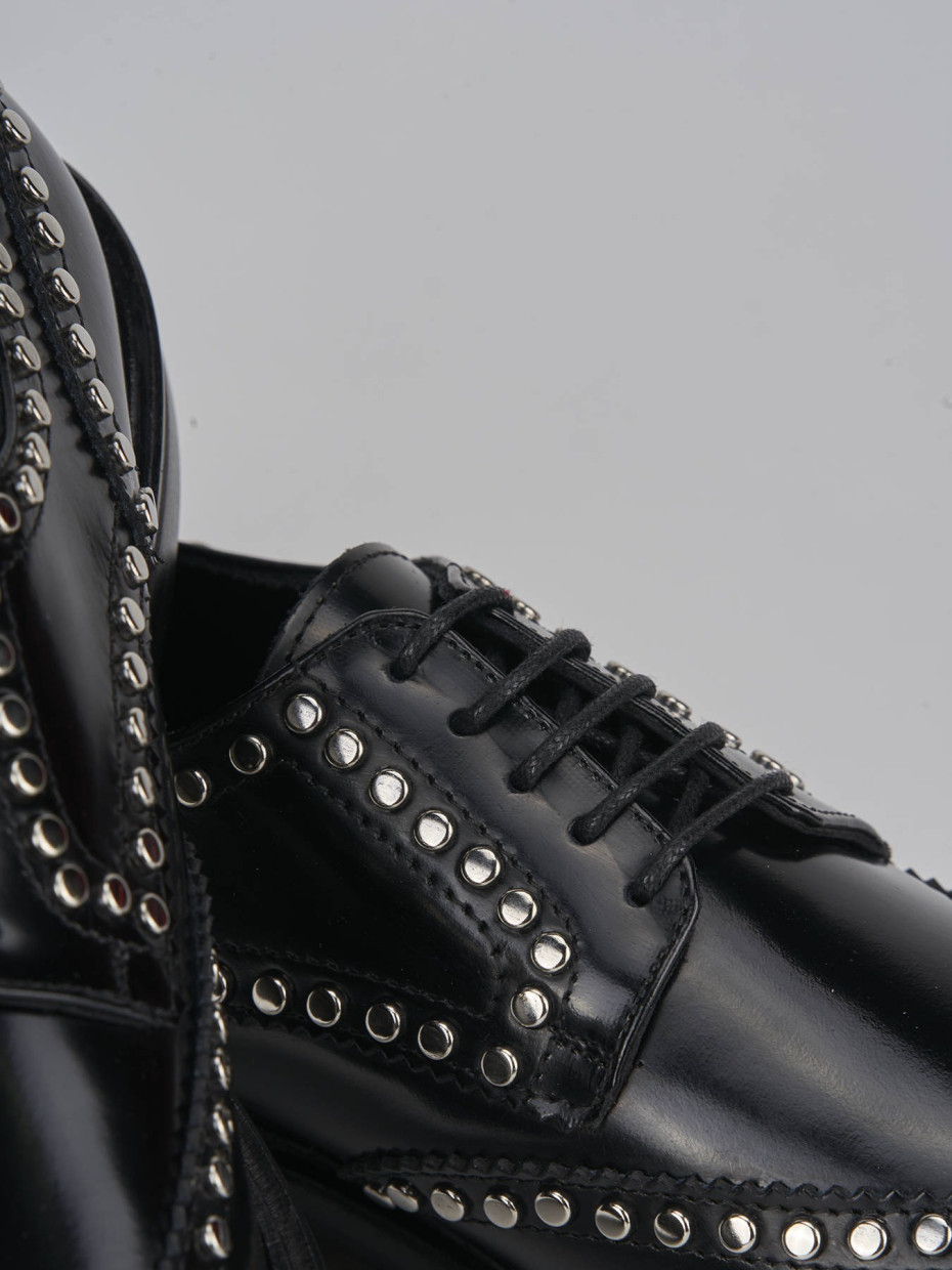 Lace-up shoes heel 1 cm black leather